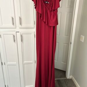 Elegant Red Maternity Maxi Dress
